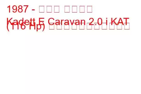 1987 - オペル カデット
Kadett E Caravan 2.0 i KAT (116 Hp) の燃料消費量と技術仕様