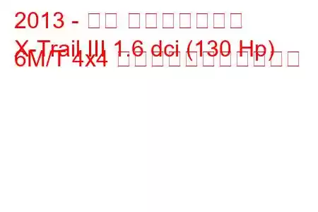 2013 - 日産 エクストレイル
X-Trail III 1.6 dci (130 Hp) 6M/T 4x4 の燃料消費量と技術仕様