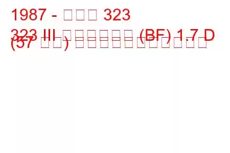 1987 - マツダ 323
323 III ハッチバック (BF) 1.7 D (57 馬力) の燃料消費量と技術仕様