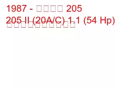 1987 - プジョー 205
205 II (20A/C) 1.1 (54 Hp) 燃料消費量と技術仕様