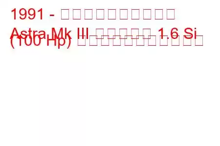 1991 - ボクソール・アストラ
Astra Mk III エステート 1.6 Si (100 Hp) の燃料消費量と技術仕様
