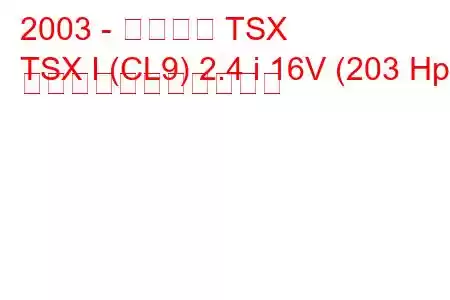 2003 - アキュラ TSX
TSX I (CL9) 2.4 i 16V (203 Hp) の燃料消費量と技術仕様