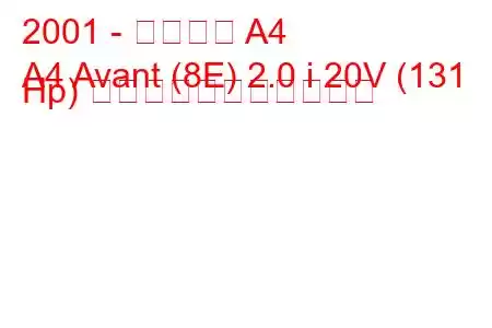 2001 - アウディ A4
A4 Avant (8E) 2.0 i 20V (131 Hp) の燃料消費量と技術仕様