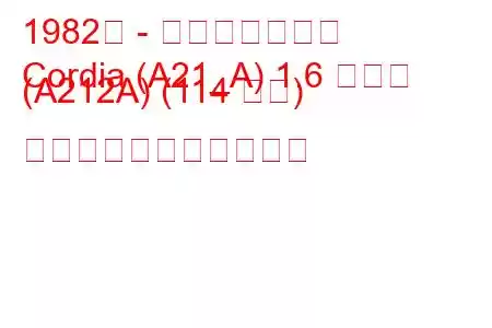 1982年 - 三菱コルディア
Cordia (A21_A) 1.6 ターボ (A212A) (114 馬力) の燃料消費量と技術仕様