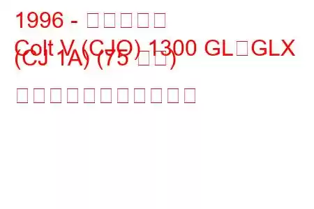 1996 - 三菱コルト
Colt V (CJO) 1300 GL、GLX (CJ 1A) (75 馬力) の燃料消費量と技術仕様