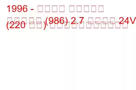 1996 - ポルシェ ボクスター
ボクスター (986) 2.7 ボクサー 24V (220 馬力) の燃料消費量と技術仕様