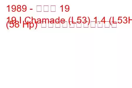 1989 - ルノー 19
19 I Chamade (L53) 1.4 (L53H) (58 Hp) の燃料消費量と技術仕様