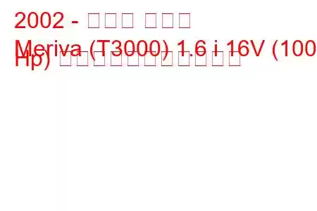 2002 - オペル メリバ
Meriva (T3000) 1.6 i 16V (100 Hp) の燃料消費量と技術仕様