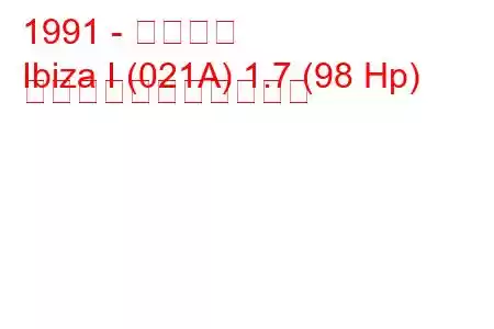 1991 - イビサ島
Ibiza I (021A) 1.7 (98 Hp) の燃料消費量と技術仕様