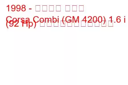 1998 - シボレー コルサ
Corsa Combi (GM 4200) 1.6 i (92 Hp) の燃料消費量と技術仕様