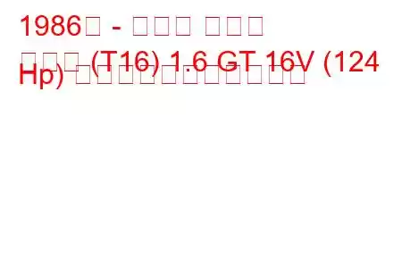 1986年 - トヨタ セリカ
セリカ (T16) 1.6 GT 16V (124 Hp) の燃料消費量と技術仕様