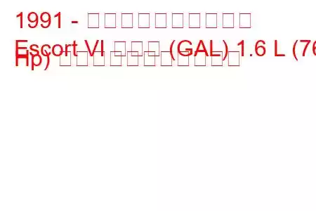 1991 - フォード・エスコート
Escort VI ハッチ (GAL) 1.6 L (76 Hp) の燃料消費量と技術仕様