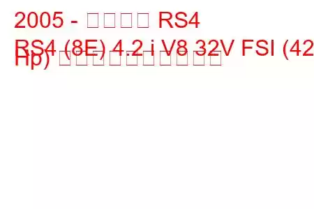 2005 - アウディ RS4
RS4 (8E) 4.2 i V8 32V FSI (420 Hp) 燃料消費量と技術仕様