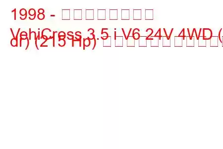 1998 - いすゞビークロス
VehiCross 3.5 i V6 24V 4WD (3 dr) (215 Hp) の燃料消費量と技術仕様