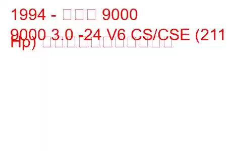 1994 - サーブ 9000
9000 3.0 -24 V6 CS/CSE (211 Hp) の燃料消費量と技術仕様