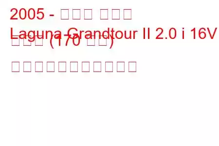 2005 - ルノー ラグナ
Laguna Grandtour II 2.0 i 16V ターボ (170 馬力) の燃料消費量と技術仕様