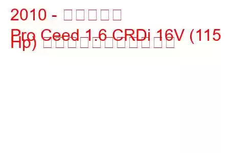 2010 - 起亜シード
Pro Ceed 1.6 CRDi 16V (115 Hp) の燃料消費量と技術仕様