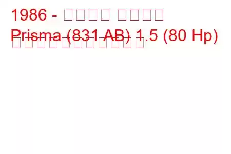 1986 - ランチア プリズマ
Prisma (831 AB) 1.5 (80 Hp) の燃料消費量と技術仕様