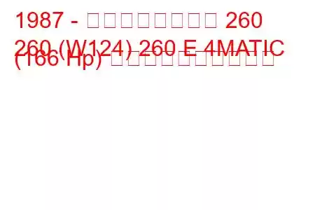 1987 - メルセデスベンツ 260
260 (W124) 260 E 4MATIC (166 Hp) 燃料消費量と技術仕様