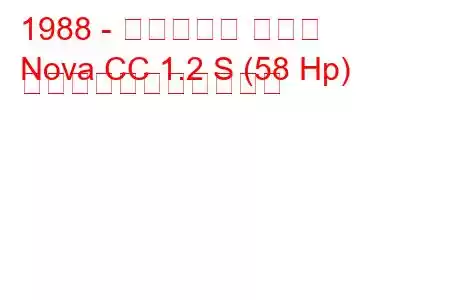 1988 - ボクソール ノヴァ
Nova CC 1.2 S (58 Hp) の燃料消費量と技術仕様