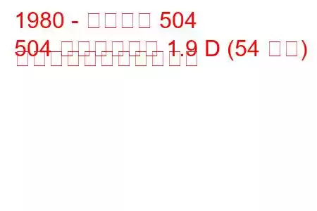 1980 - プジョー 504
504 ピックアップ 1.9 D (54 馬力) の燃料消費量と技術仕様