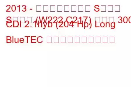 2013 - メルセデスベンツ Sクラス
Sクラス (W222,C217) セダン 300 CDI 2.1hyb (204 Hp) Long BlueTEC 燃料消費量と技術仕様