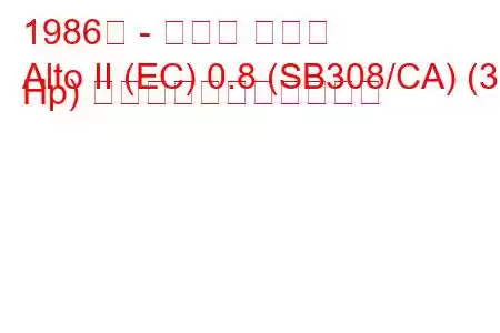 1986年 - スズキ アルト
Alto II (EC) 0.8 (SB308/CA) (39 Hp) の燃料消費量と技術仕様
