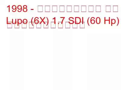 1998 - フォルクスワーゲン ルポ
Lupo (6X) 1.7 SDI (60 Hp) の燃料消費量と技術仕様