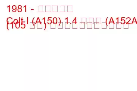 1981 - 三菱コルト
Colt I (A150) 1.4 ターボ (A152A) (105 馬力) の燃料消費量と技術仕様