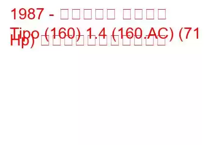 1987 - フィアット ティーポ
Tipo (160) 1.4 (160.AC) (71 Hp) の燃料消費量と技術仕様